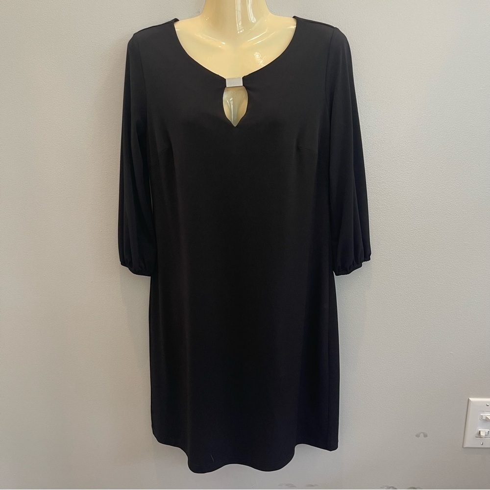 Donna Ricco Womens Dresses Black knee Length Key holder Round Neck Sheath Size 6